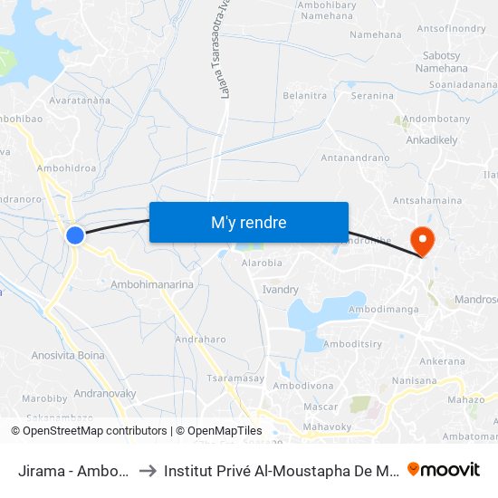 Jirama - Ambodimita to Institut Privé Al-Moustapha De Madagascar map