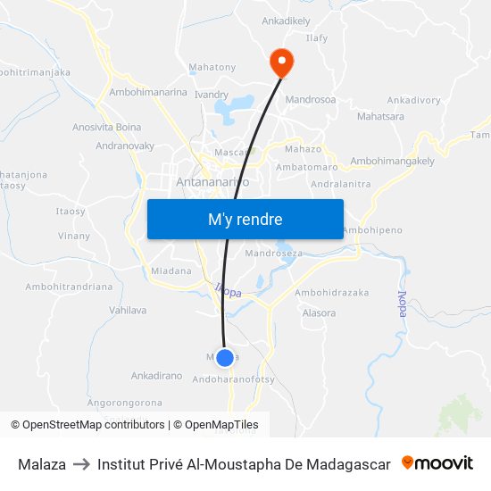 Malaza to Institut Privé Al-Moustapha De Madagascar map