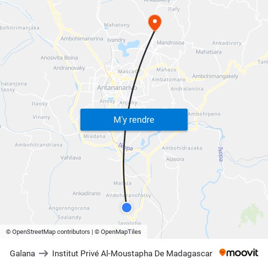 Galana to Institut Privé Al-Moustapha De Madagascar map