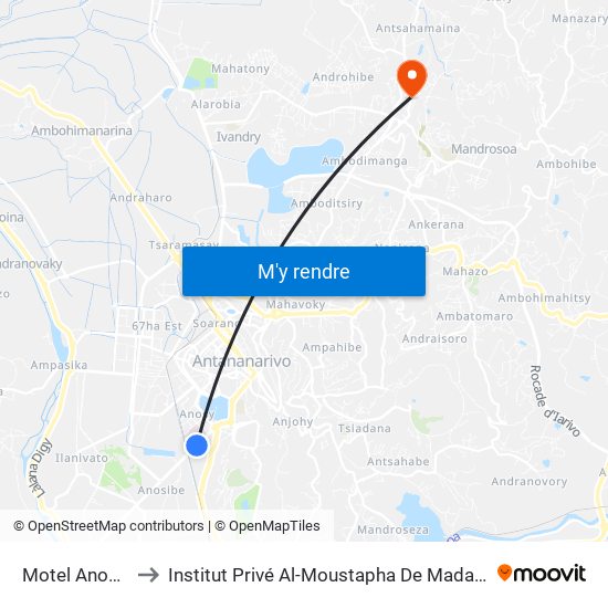 Motel Anosibe to Institut Privé Al-Moustapha De Madagascar map