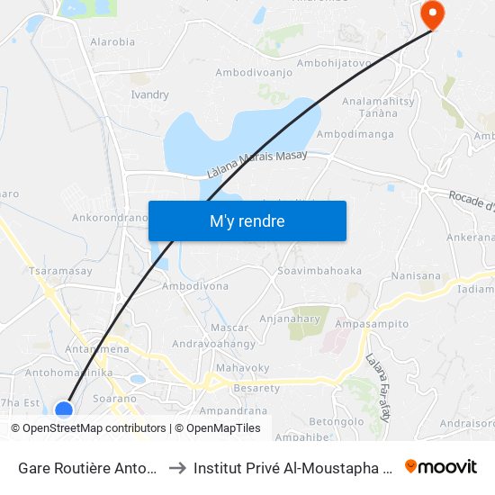 Gare Routière Antohomadinika to Institut Privé Al-Moustapha De Madagascar map