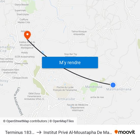 Terminus 183/136 to Institut Privé Al-Moustapha De Madagascar map