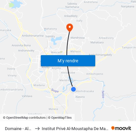 Domaine - Alasora to Institut Privé Al-Moustapha De Madagascar map