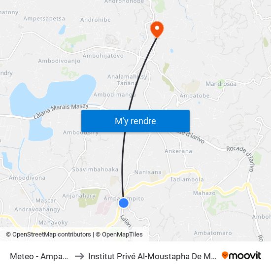 Meteo - Ampasapito to Institut Privé Al-Moustapha De Madagascar map