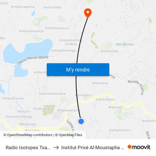 Radio Isotopes Tsarahonenana to Institut Privé Al-Moustapha De Madagascar map