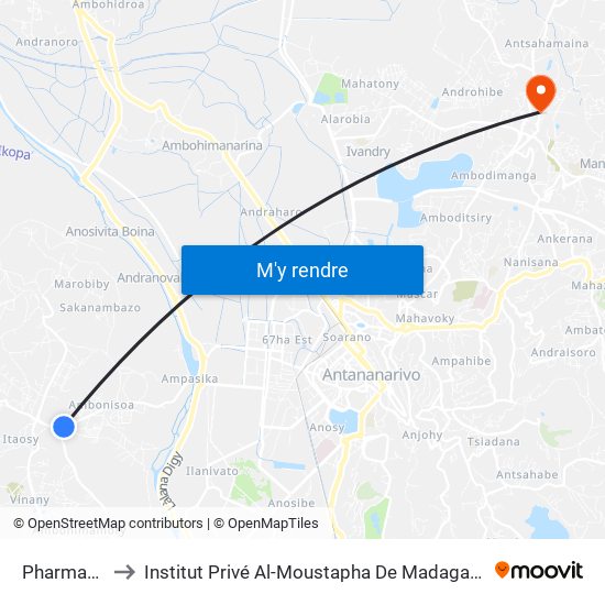 Pharmacie to Institut Privé Al-Moustapha De Madagascar map