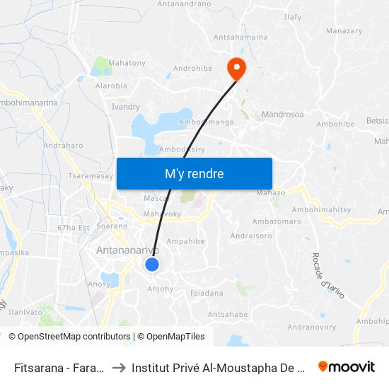 Fitsarana - Faravohitra to Institut Privé Al-Moustapha De Madagascar map