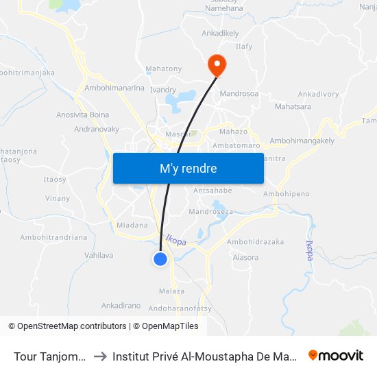 Tour Tanjombato to Institut Privé Al-Moustapha De Madagascar map