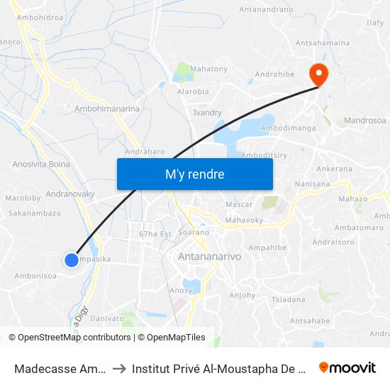 Madecasse Ampasika to Institut Privé Al-Moustapha De Madagascar map