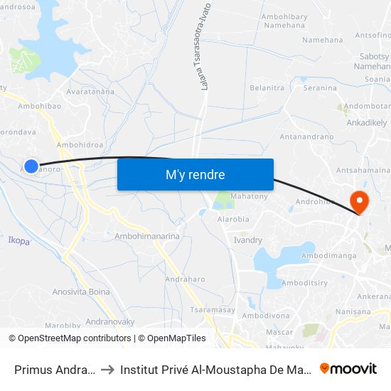 Primus Andranoro to Institut Privé Al-Moustapha De Madagascar map