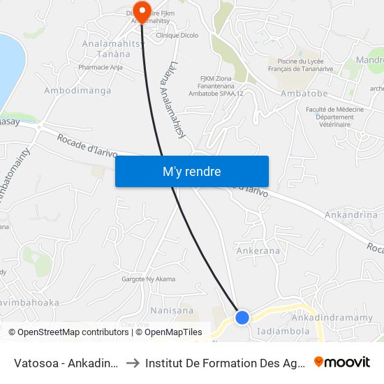 Vatosoa - Ankadindramamy to Institut De Formation Des Agents De Santé map
