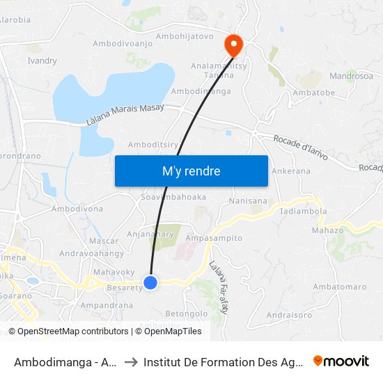 Ambodimanga - Avaradoha to Institut De Formation Des Agents De Santé map