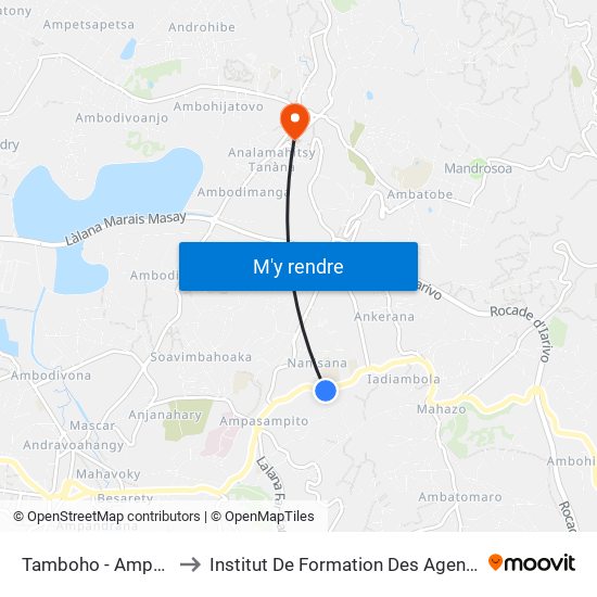 Tamboho - Ampasapito to Institut De Formation Des Agents De Santé map