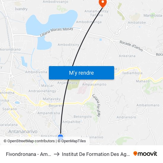 Fivondronana - Ampandrana to Institut De Formation Des Agents De Santé map