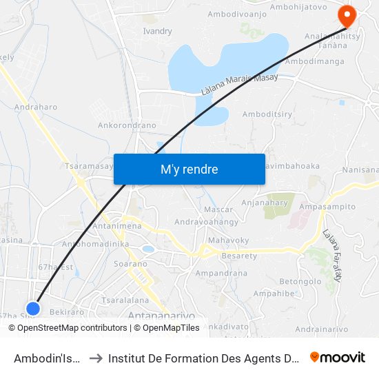 Ambodin'Isotry to Institut De Formation Des Agents De Santé map