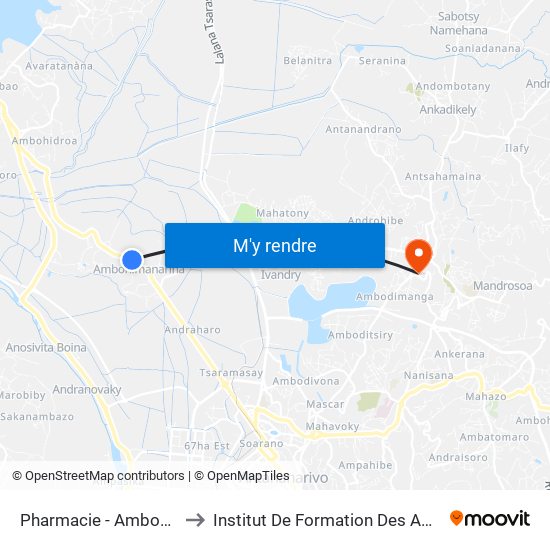 Pharmacie - Ambohimanarina to Institut De Formation Des Agents De Santé map