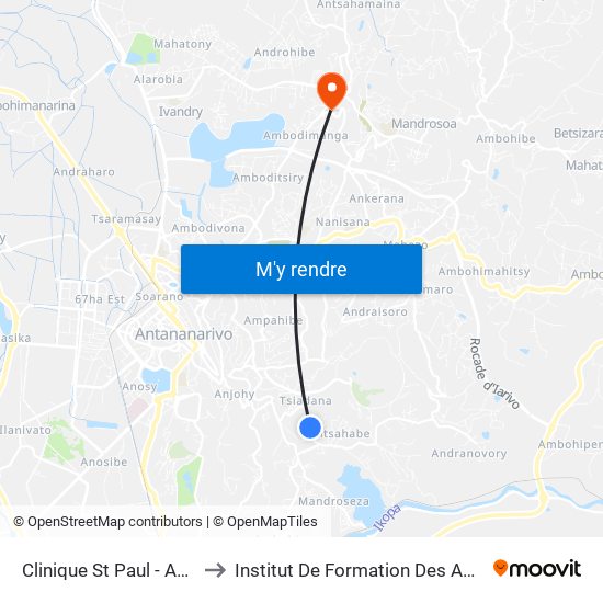 Clinique St Paul - Ambatoroka to Institut De Formation Des Agents De Santé map