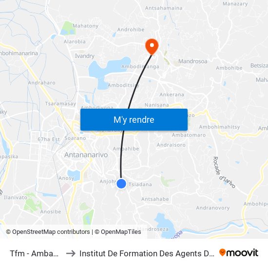 Tfm - Ambanidia to Institut De Formation Des Agents De Santé map