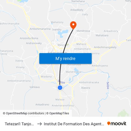 Tetezan'I Tanjombato to Institut De Formation Des Agents De Santé map