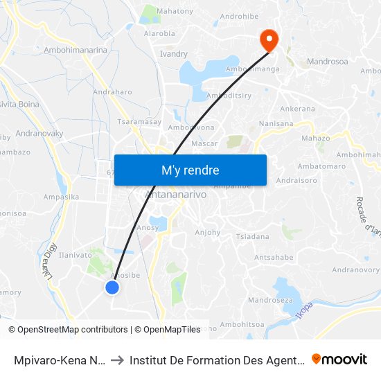 Mpivaro-Kena Nosybe to Institut De Formation Des Agents De Santé map