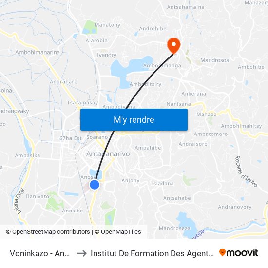 Voninkazo - Anosikely to Institut De Formation Des Agents De Santé map