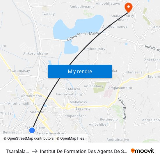 Tsaralalana to Institut De Formation Des Agents De Santé map