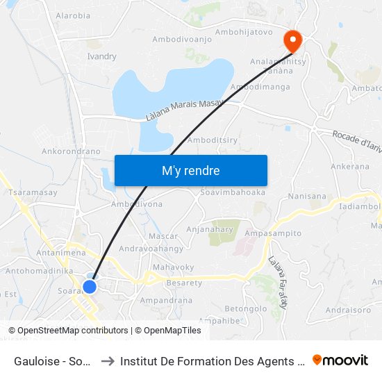 Gauloise - Soarano to Institut De Formation Des Agents De Santé map