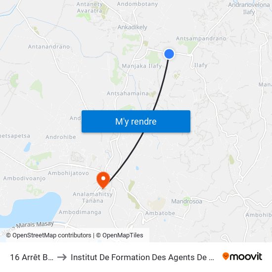 16 Arrêt Bus to Institut De Formation Des Agents De Santé map