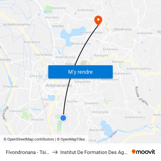 Fivondronana - Tsimbazaza to Institut De Formation Des Agents De Santé map