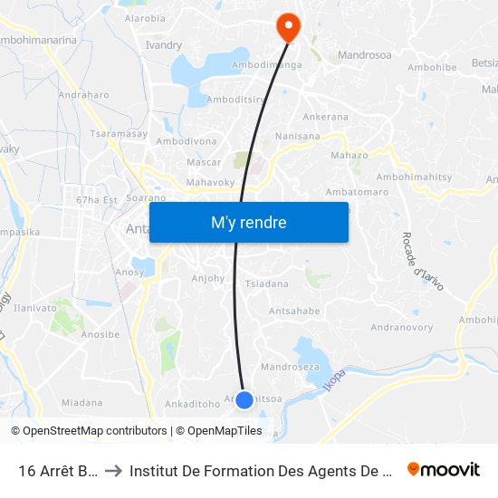 16 Arrêt Bus to Institut De Formation Des Agents De Santé map