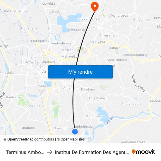 Terminus Ambohitsoa to Institut De Formation Des Agents De Santé map
