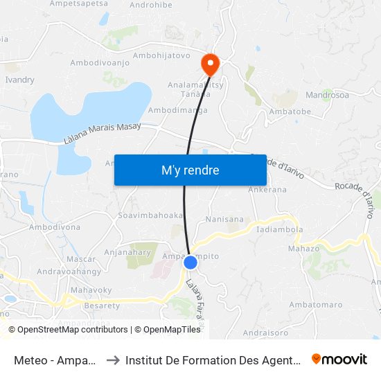 Meteo - Ampasapito to Institut De Formation Des Agents De Santé map