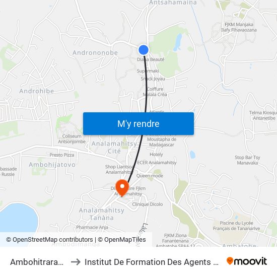 Ambohitrarahaba to Institut De Formation Des Agents De Santé map