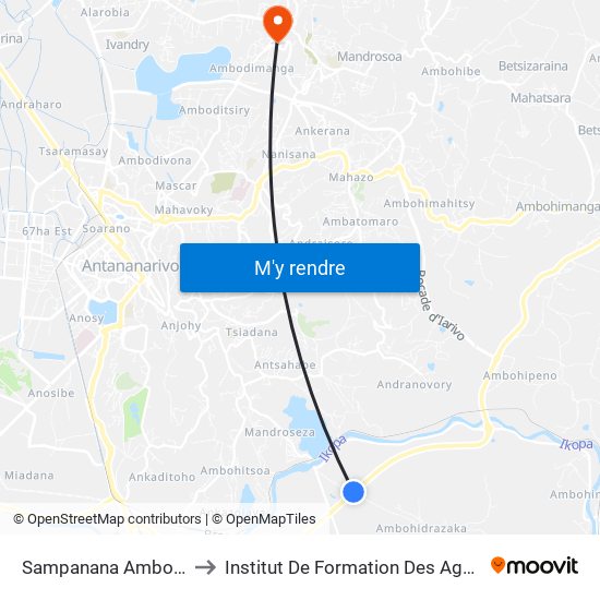 Sampanana Ambohitrazara to Institut De Formation Des Agents De Santé map