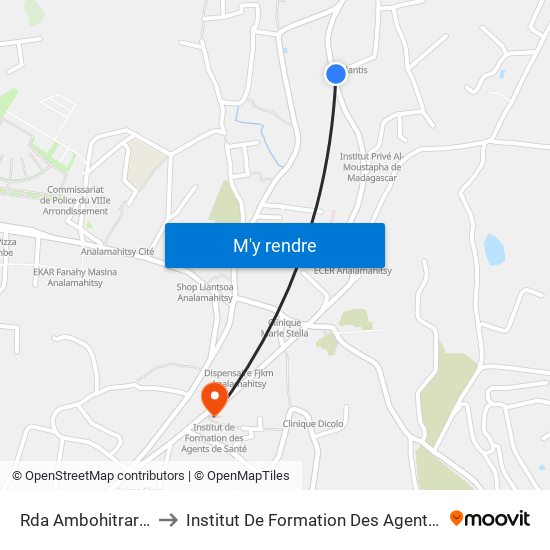 Rda Ambohitrarahaba to Institut De Formation Des Agents De Santé map