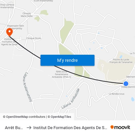 Arrêt Bus 9 to Institut De Formation Des Agents De Santé map