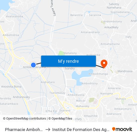 Pharmacie Ambohimanarina to Institut De Formation Des Agents De Santé map