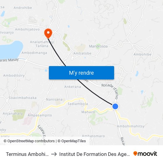 Terminus Ambohimahitsy to Institut De Formation Des Agents De Santé map