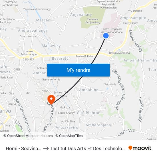 Homi - Soavinandriana to Institut Des Arts Et Des Technologies Avancées map
