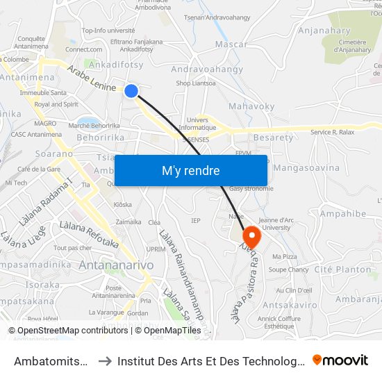Ambatomitsangana to Institut Des Arts Et Des Technologies Avancées map