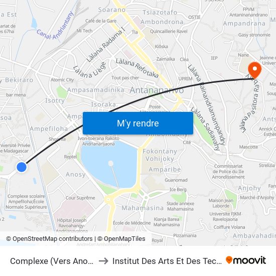 Complexe (Vers Anosy) - Ampefiloha to Institut Des Arts Et Des Technologies Avancées map
