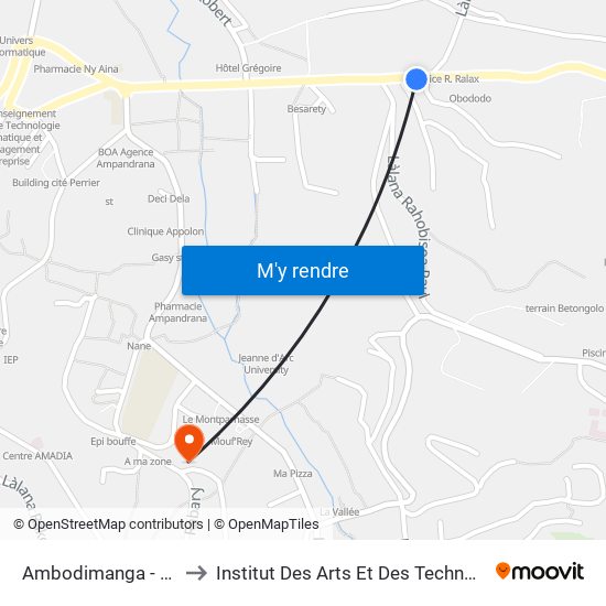 Ambodimanga - Avaradoha to Institut Des Arts Et Des Technologies Avancées map