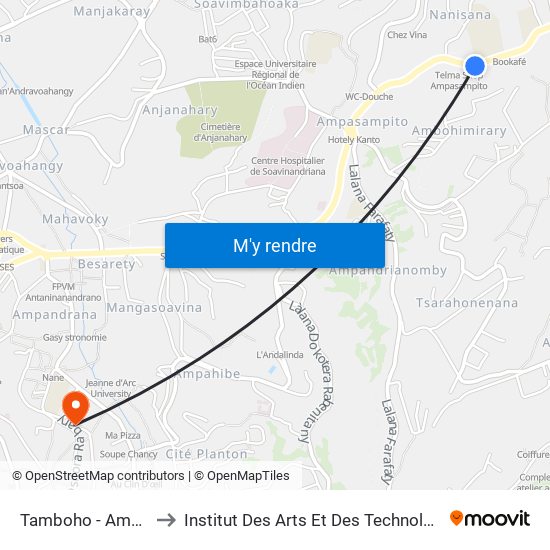 Tamboho - Ampasapito to Institut Des Arts Et Des Technologies Avancées map