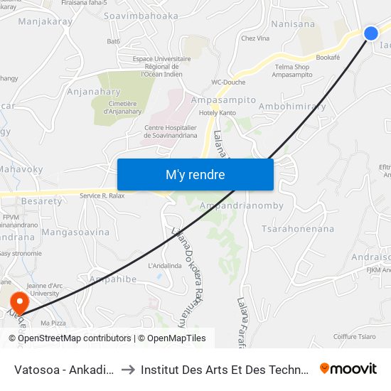 Vatosoa - Ankadindramamy to Institut Des Arts Et Des Technologies Avancées map