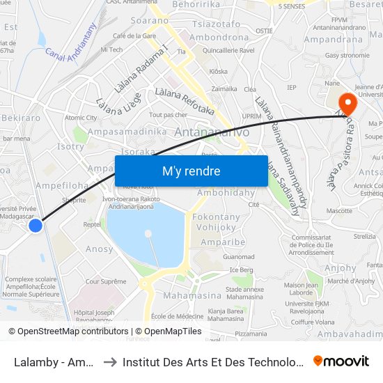 Lalamby - Ampefiloha to Institut Des Arts Et Des Technologies Avancées map