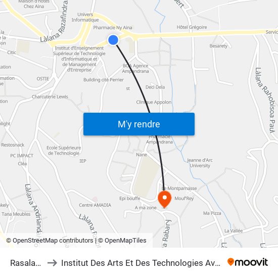 Rasalama to Institut Des Arts Et Des Technologies Avancées map