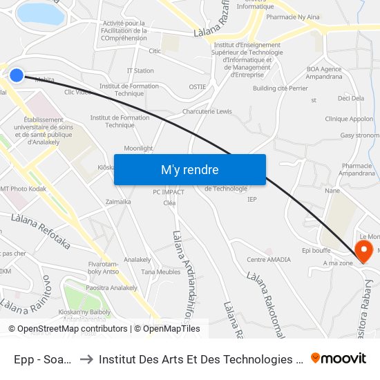 Epp - Soarano to Institut Des Arts Et Des Technologies Avancées map