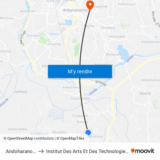 Andoharanofotsy to Institut Des Arts Et Des Technologies Avancées map