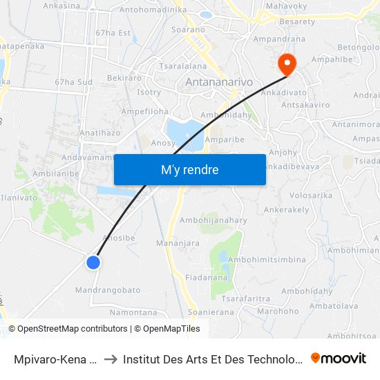 Mpivaro-Kena Nosybe to Institut Des Arts Et Des Technologies Avancées map