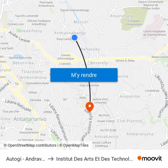 Autogi - Andravoahangy to Institut Des Arts Et Des Technologies Avancées map